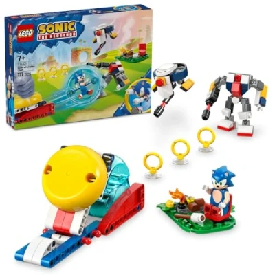 Image of LEGO Sonic the Hedgehog: Sonic’s Campfire Clash Set, Collectible Building Toy with 4 Characters, Gold Rings and a Chaos Emerald, Gifts for Gamers, Boys &amp; Girls aged 7 Plus 77001