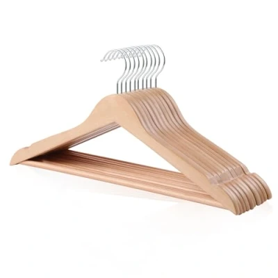 Image of Amazon Basics Wood Suit Clothes Hangers, 10 Pack, 44 cm, Natural