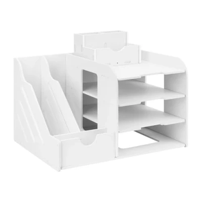 Image of QWORK® Desk Organiser Tray, Letter Tray Organiser, A4 Rack Paper Sorter Storage, For Home Office School,4 Tier