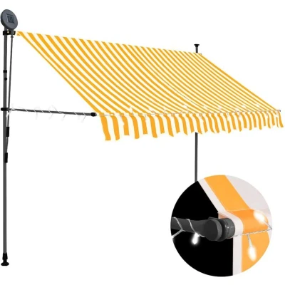 Image of vidaXL Manual Retractable Awning with LED 300 cm White and Orange