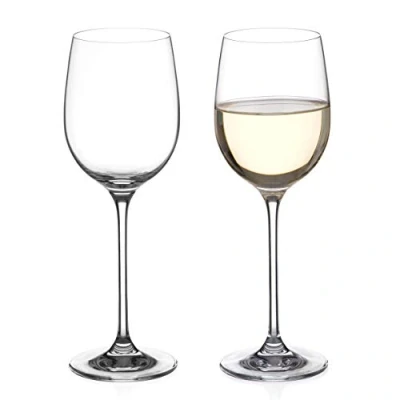 Image of DIAMANTE White Wine Glasses Pair ‘Moda Collection Undecorated Crystal Set of 2
