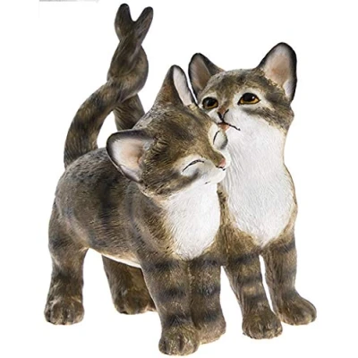 Image of Tabby Twin Kittens Figurine With Intertwining Tails, Cat Studies By The Leonardo Collection, 8x7cm Approx
