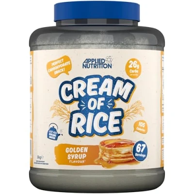 Image of Applied Nutrition Cream of Rice High Carbohydrate Supplement, Source Energy for Breakfast &amp; Snacks, Easy to Digest, Low Sugar, Fat, Vegan, 2kg (Golden Syrup)