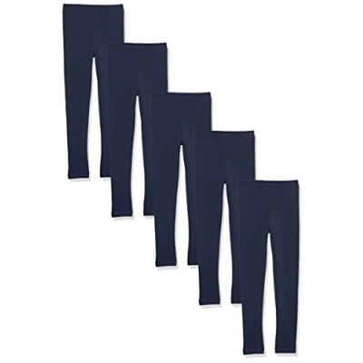 Image of Amazon Essentials Girls&#039; Leggings, Pack of 5, Navy, 6 7 Years