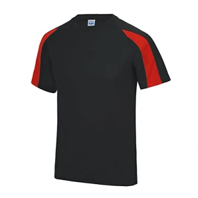 Image of AWDis Kids Contrast Cool T Shirt, Jet Black/fire Red, 5 6 Years