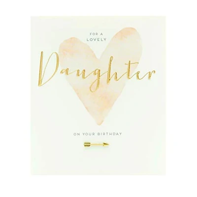 Image of UK Greetings Birthday Card for Daughter Lovely Design, whitebeigeyellowgreen, 159mm x 184mm