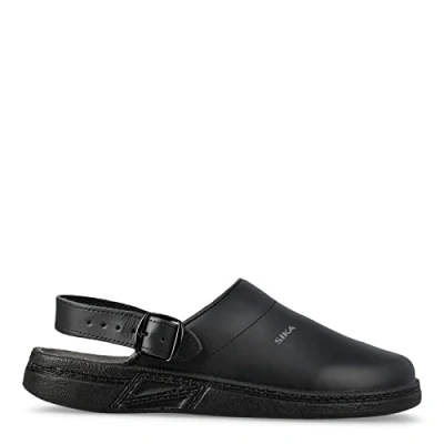 Image of Sika Mules with foldable, adjustable heel strap, water repellent coated, breathable leather., black, 8 UK