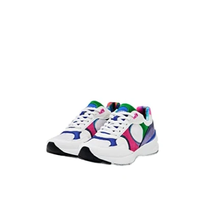 Image of Desigual Moon Patch Flowers White Multicoloured Running Trainers 23SSKP34