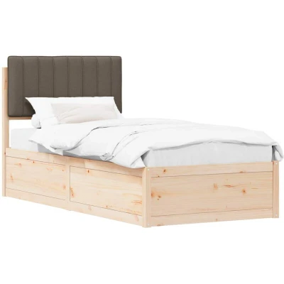 Image of vidaXL Bed Frame with Upholstered Headboard Taupe 90 x 200 cm