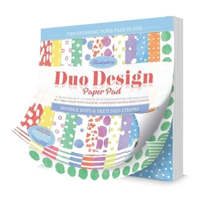 Image of Hunkydory Crafts Duo Design Paper Pad Doodle Dots &amp; Sketched Stripes