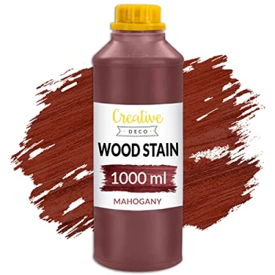 Image of Creative Deco Water Based Mahogany Wood Stain Indoor 1L Varnish for Wallpaper Concrete Brick Panelling Acrylic Finish Surface Protection Quick Drying Not Toxic &amp; Non Yellowing