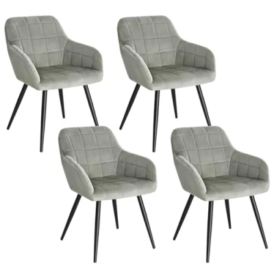 Image of WOLTU Dining Chairs set of 4 Grey Velvet,Kitchen Living Room Reception with Padded Seat,BH93gr