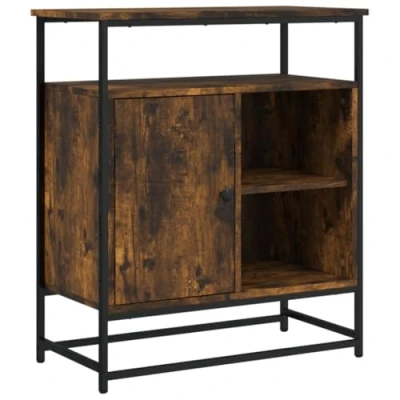 Image of vidaXL Smoked Oak Sideboard Engineered Wood Storage Cabinet with Ample Space and Adjustable Feet Modern Living room/Bedroom Solution