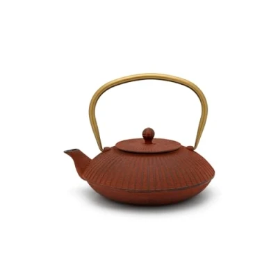 Image of Bredemeijer Linhai Teapot 1.1 L Cast Iron Red Gold