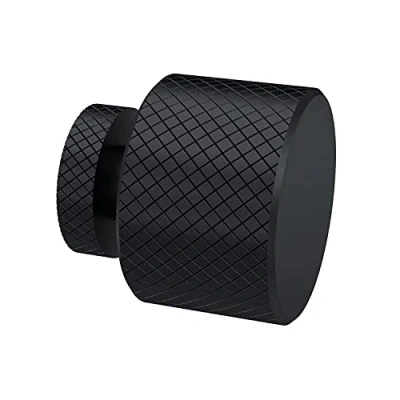 Image of nuie H214 Handles Modern Bathroom Designer Round Indented Knurled Knob Furniture Handle, 30mm, Matt Black