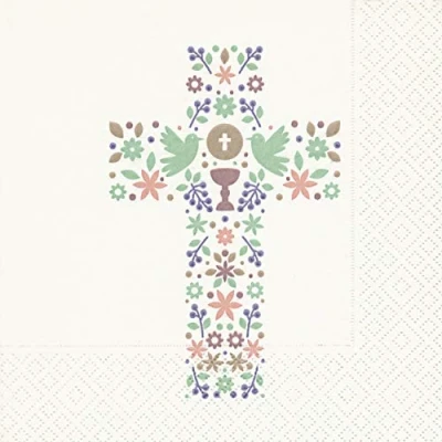 Image of 20 Napkins Religious Cross / Communion Confirmation Christening 33 x cm