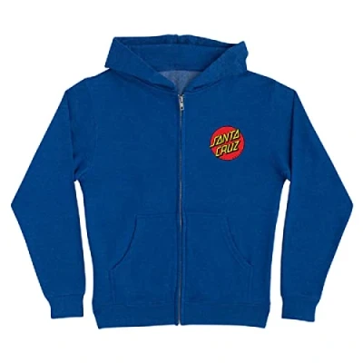 Image of SANTA CRUZ Youth Zip Up Hooded Sweatshirt Classic Dot Skate Sweatshirt, Royal Heather, Medium