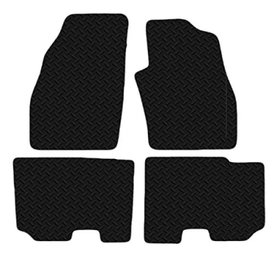 Image of Carsio Car Mats For Fiat Punto 2012 Onwards 3mm 4pc Set Tailored Fit Rubber Floor Mat Complete Accessory Black Custom Fitted Anti Slip Backing, Heavy Duty &amp; Waterproof