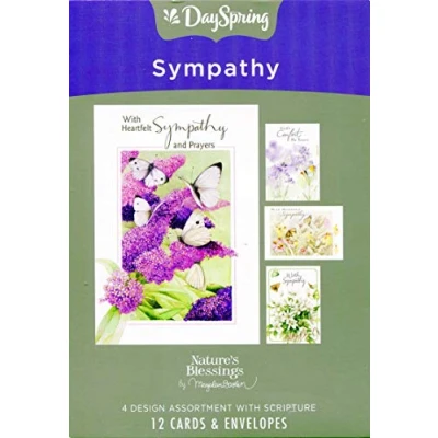 Image of DaySpring Nature&#039;s Blessings By Marjolein Bastin Sympathy 12 Boxed Cards &amp; Envelopes (4 Design Assortment with Scripture) (J3355)