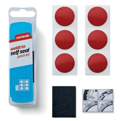 Image of WELDTITE Red Devil Self Seal Bike Puncture Kit, Tyre Repair, 6 Patches