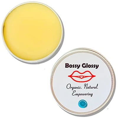 Image of Bossy Glossy Natural Organic Blueberry Muffin Flavoured Lip Balm For Dry, Cracked Lips Moisturising, Protects, Nourishes &amp; Hydrates 15ml