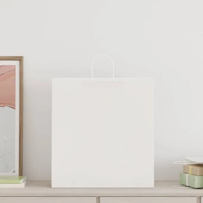 Image of vidaXL Paper Bags 250 pcs with Handles White 45x17x48 cm