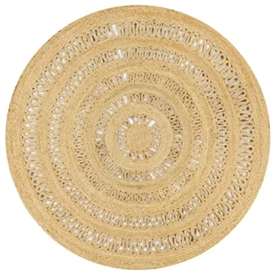 Image of vidaXL Handmade Braided Jute Round Area Rug Natural Finish 150 cm Diameter Strong, Durable &amp; Low Maintenance Floor Covering for Any Room