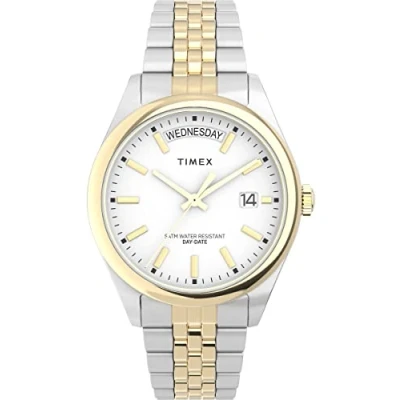 Image of Timex Women&#039;s Trend 36 mm Watch Two Tone Stainless Steel Bracelet White Dial Case TW2V68500