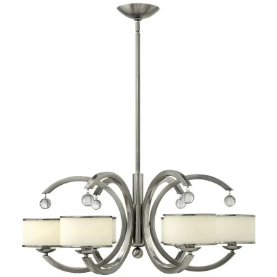 Image of Hinkley Monaco Pendant Multi Arm with Shade 6x E14 Light Brushed Nickel