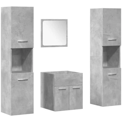 Image of vidaXL 4 Piece Bathroom Furniture Set Concrete Grey Multilayer Wood