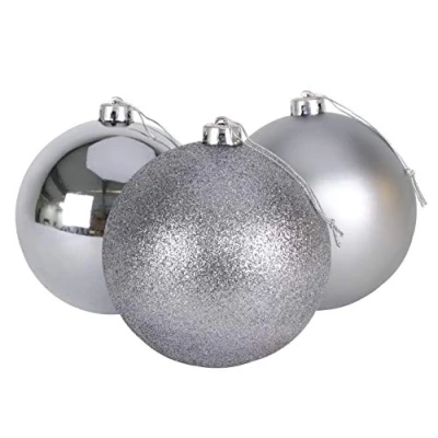 Image of Christmas Concepts® 3 150mm (6&quot;) Extra Large Baubles Shiny, Matte &amp; Glitter Design Decorations (Graphite Grey)