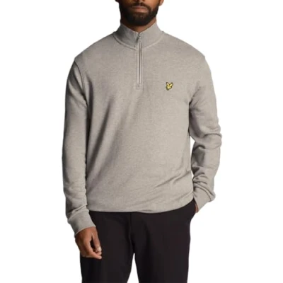 Image of Lyle &amp; Scott Mens Loopback 1/4 Zip Sweatshirt in Grey Cotton Size Small