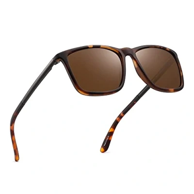 Image of Jim Halo Polarised Sunglasses Retro Square UV400 Protection Classic Sun Glasses Men, Suitable for Sports, Driving, Cycling