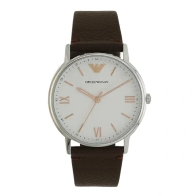 Image of Emporio Armani Watch for Men, Three Hand Movement, 41 mm Silver Stainless Steel Case with a Leather Strap, AR11173