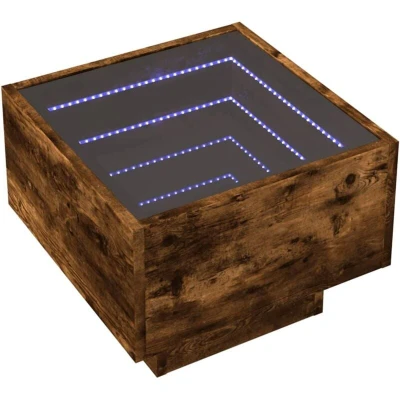 Image of vidaXL Bedside Table with Infinity LED Smoked Oak 40x40x30 cm