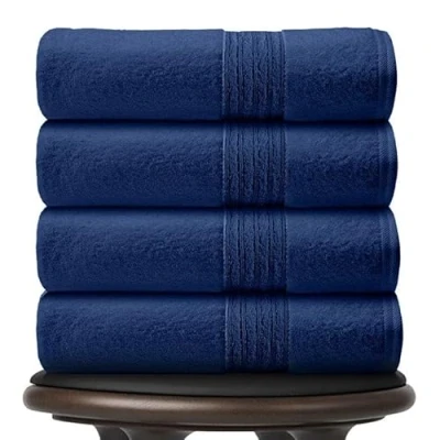 Image of GC GAVENO CAVAILIA 450 GSM Bath Towels Set of 4, 70X120 Cm Large, Lightweight Quick Dry Egyptian Cotton Towel, Hotel Quality Bathroom Towels, Blue
