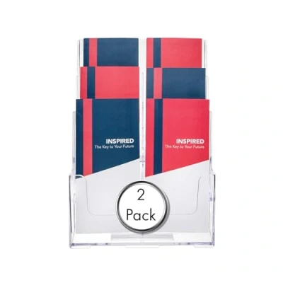 Image of Deflecto Countertop 3 Tier 6 Pocket 1/3 A4 (DL Size) Portrait Multi Literature Holder Pack of 2 Magazine File Leaflet Wall Mounting