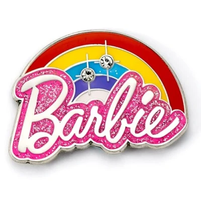 Image of Barbie Rainbow Logo Pin Badge Pink