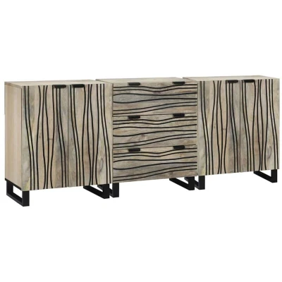 Image of vidaXL Bathroom Furniture Set 3 pcs White Solid rough mango wood