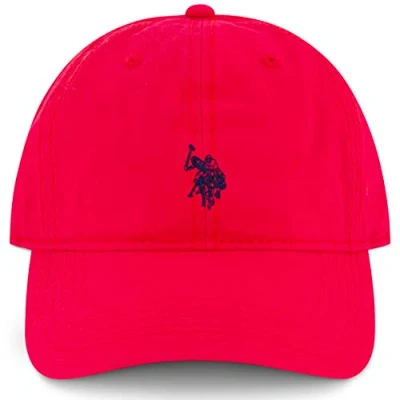 Image of U.S. Polo Assn. Men&#039;s U.s Cotton Adjustable Curved Brim With Embroidered Small Pony Logo Baseball Cap, Red, One Size UK