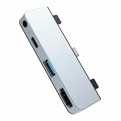 Image of Hyper HyperDrive 4 in 1 USB C Hub For iPad Pro 3.5mm audio jack, Power Delivery, A 3.0, 4K30Hz HDMI Space Gray