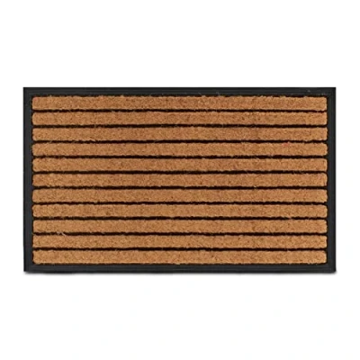 Image of Relaxdays Rubber Hexagon Welcome, 45 x 75 cm, Door Mat Inside &amp; Outside, Non Slip Wiper, Black/Coir