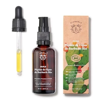 Image of Bionoble Organic Prickly Pear Seed Oil 50ml 100% Pure, Natural and Cold Pressed Face, Body, Hair, Beard, Nails Vegan Cruelty Free Glass Bottle + Pipette Pump