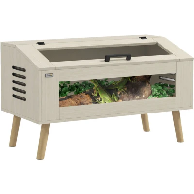 Image of PawHut 140L Reptile Vivarium Terrarium with Tempered Glass Windows, Openable Top for Snake Lizards, Horned Frogs, Chameleons, Hamsters, Gerbils, 100 x 50 60cm