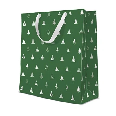 Image of Large Green Trees Xmas Gift Bag Christmas Present (26.5cm x 13cm 33.5cm)