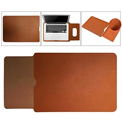 Image of 15 Inch Laptop Sleeve Bag with Adjustable Stand, Ultra slim Lightweight Case/Water Resistant PU Leather Computer Tablet Carrying Bag/Pouch Skin Cover for Acer/Asus/Dell/Lenovo (Brown, inch)