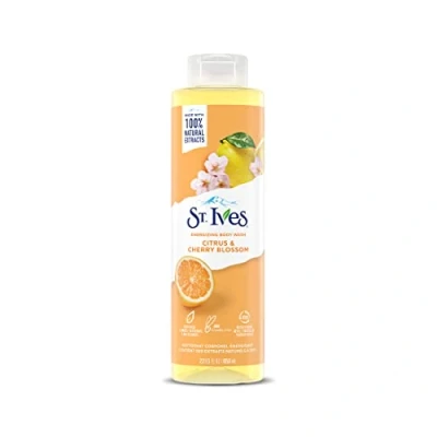 Image of St. Ives Energising Body Wash (650ml) Citrus &amp; Cherry Blossom Made with Plant Based Cleansers 100% Natural Extracts 16 oz Shower Gel
