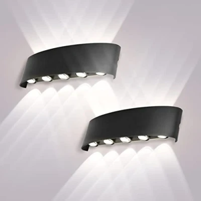 Image of CHENBEN LED Indoor Wall Lights 2PACK 10W 6500K Up and Down Lamp White Light Modern Wash Waterproof IP65 Sconce Outdoor for Living Room Hallway Garden Black