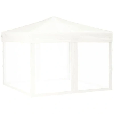 Image of vidaXL Folding Party Tent with Sidewalls White 3x3 m