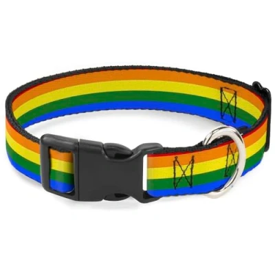 Image of Buckle Down PC W30693 L Flag Gay Pride Rainbow Plastic Clip Collar, Large/15 26